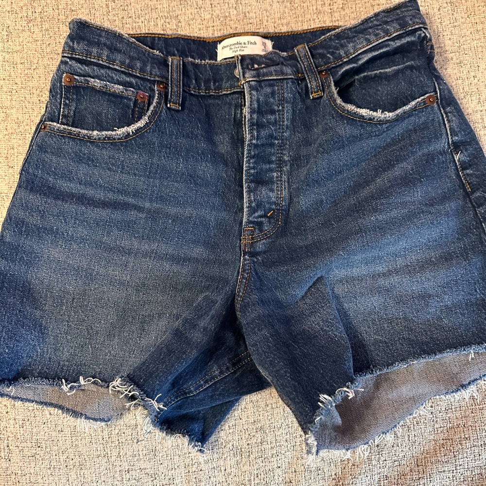 Abercrombie high rise blue jean shorts